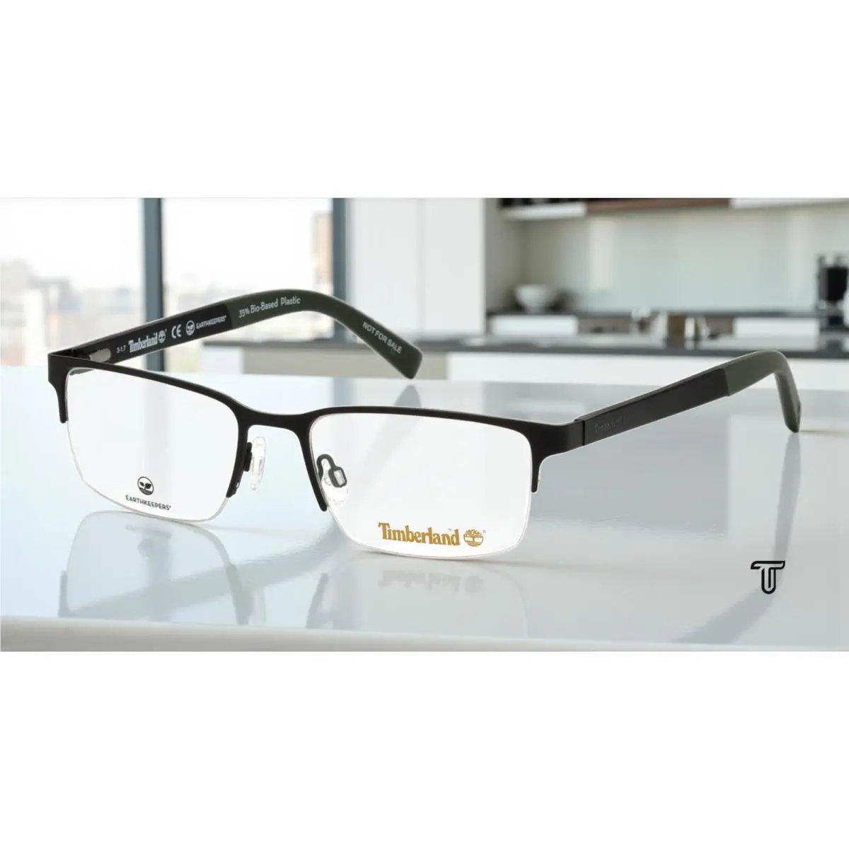 Timberland TB1585 002 Matte Black Clear Lens Metal 54 mm Men`s Eyeglasses