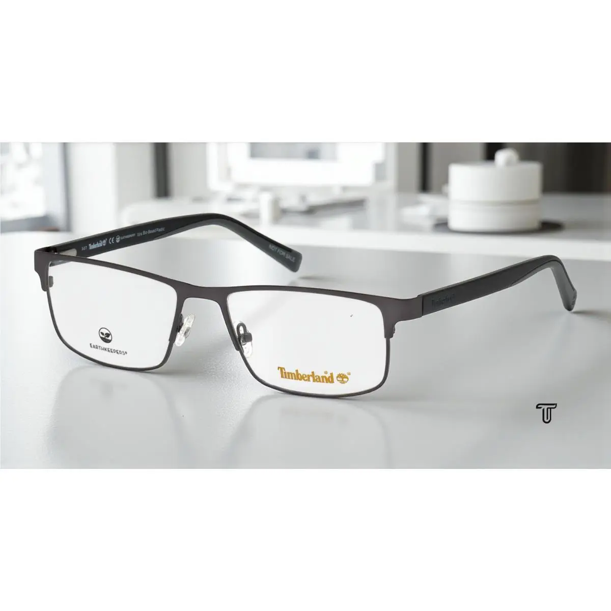Timberland TB1594 005 Black Clear Lens Metal 55 mm Men`s Eyeglasses