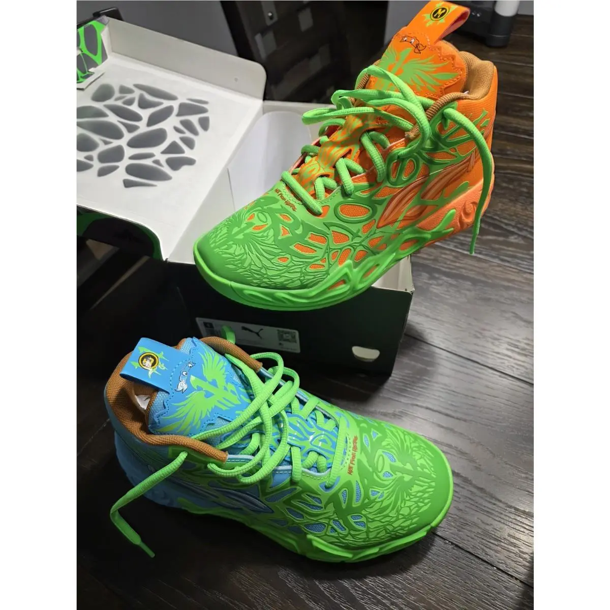 Puma MB.04 Lamelo Jr x Tmnt Mid Top Lace-up Sneakers Green Orange Blue 311313-01