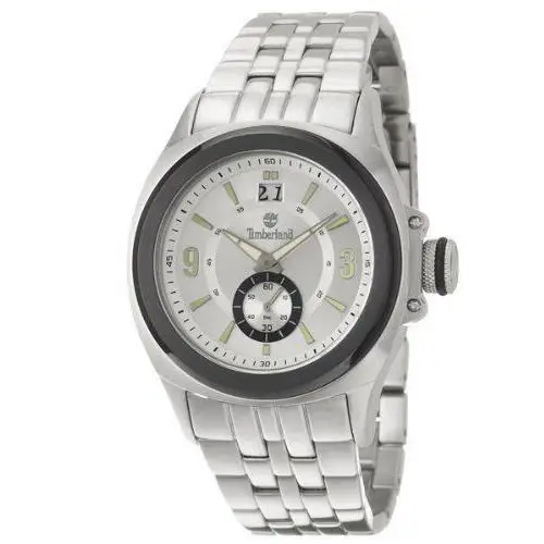 QT7117302 Block Island Date Silver Tone Men`s Watch - Great Gift by Timberland