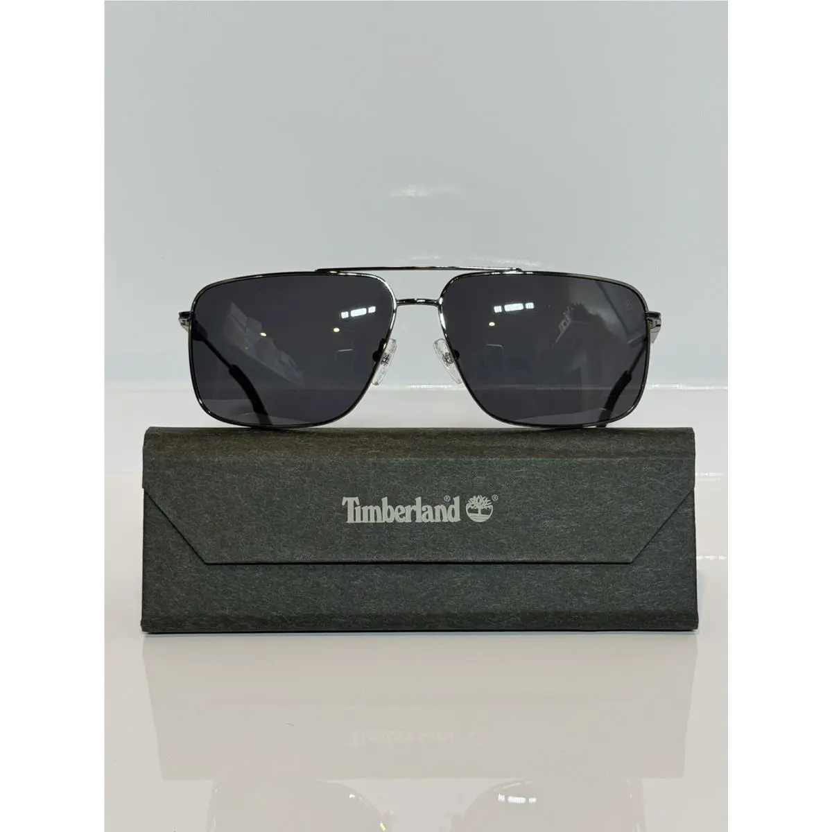 Timberland 9292 06D Shiny Gunmetal Rectangle Metal Men’s Sunglasses 61mm