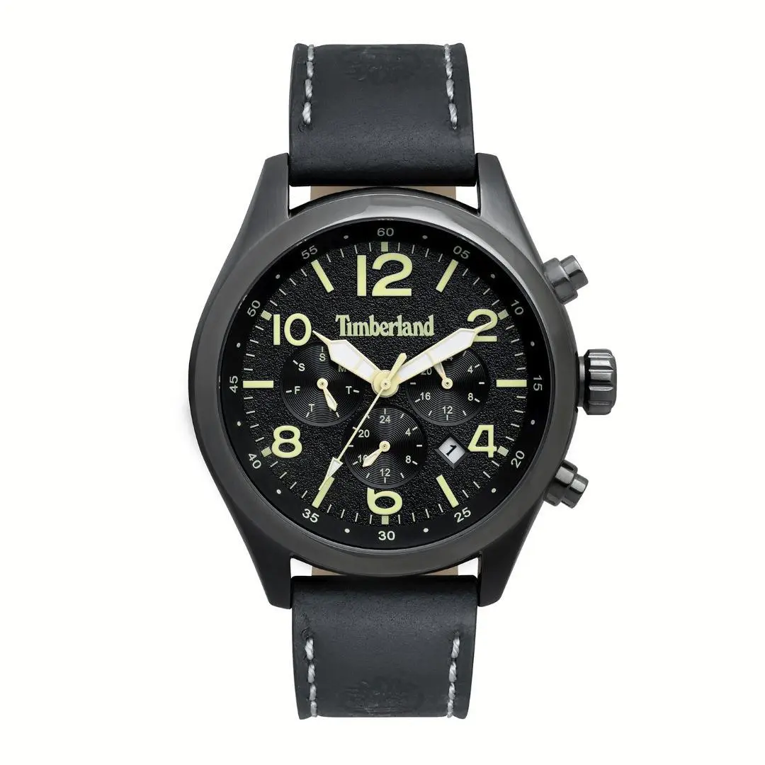 Timberland Quartz Men`s Watch with Black Leather Strap TBL15249JSU02