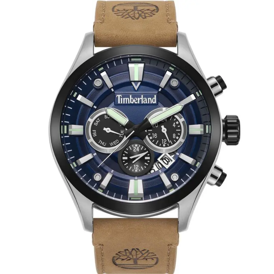 Timberland Light Brown Leather Blue Dial Dual Time Men’s Watch TDWGF2132101