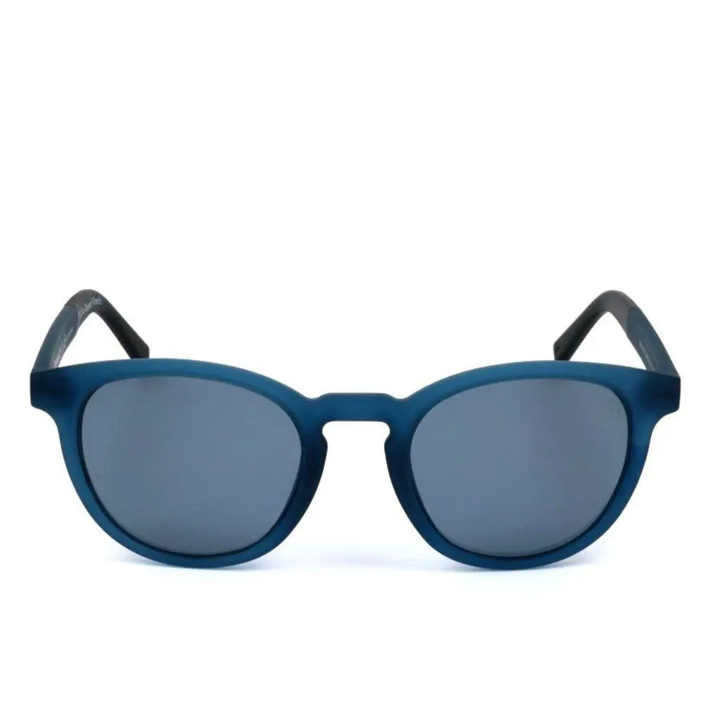 Timberland TB9128 91D Matte Blue Round Mirror Polarized Sunglasses 50-21-145