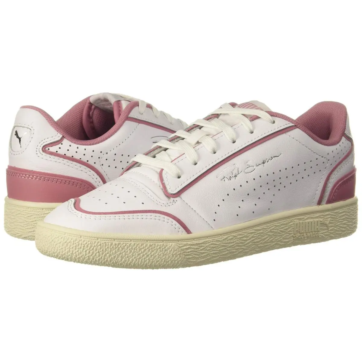 Puma Women`s Ralph Sampson Lo Perforated Outline Sneaker Size 7 US - White/Foxglove/Whisper White
