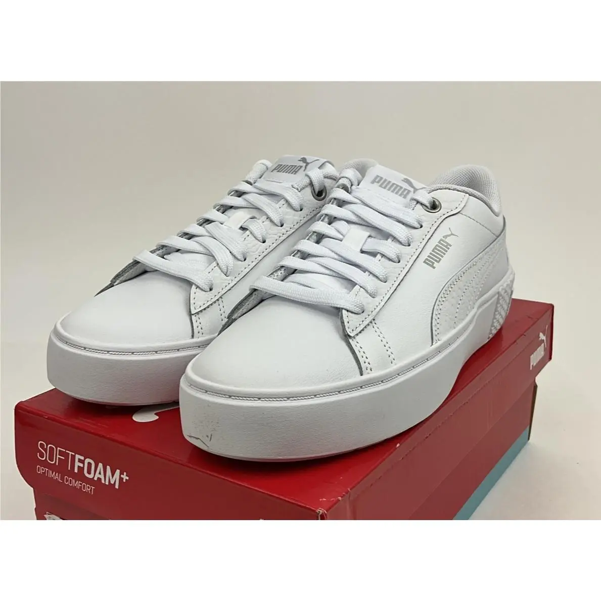 Puma Smash Platform V2L 381447-01 White Sneakers Women`s Size 9