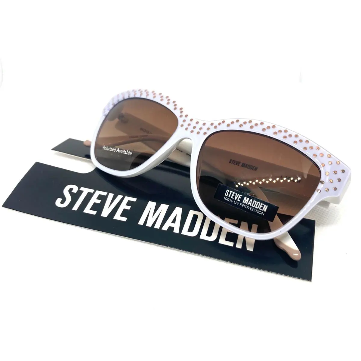Steve Madden Dotz White Brown Gradient Sunglasses 54-15-140 MM