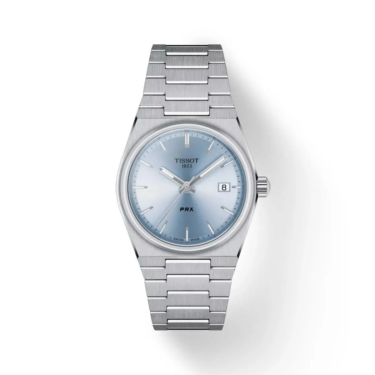 Tissot Prx 35mm Light Blue Dial Stainless Steel Women`s Watch T1372101135100 - Dial: Light Blue, Band: Silver, Bezel: Silver