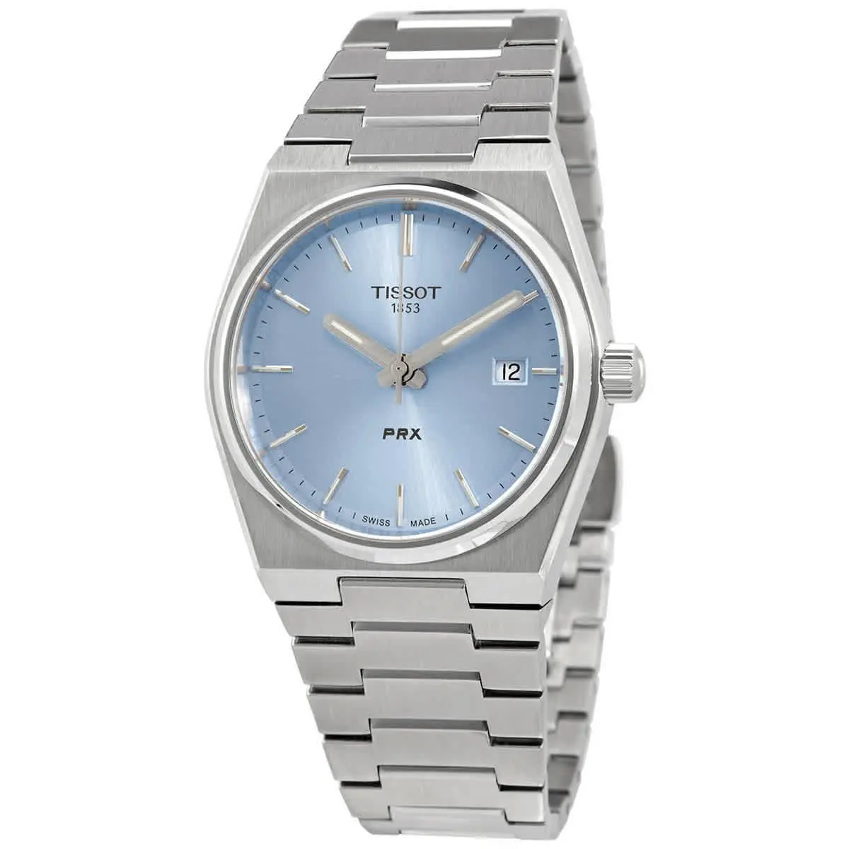 Tissot Prx 35 Quartz Blue Dial Ladies Watch T1372101135100 - Dial: Blue, Band: Silver, Bezel: Silver