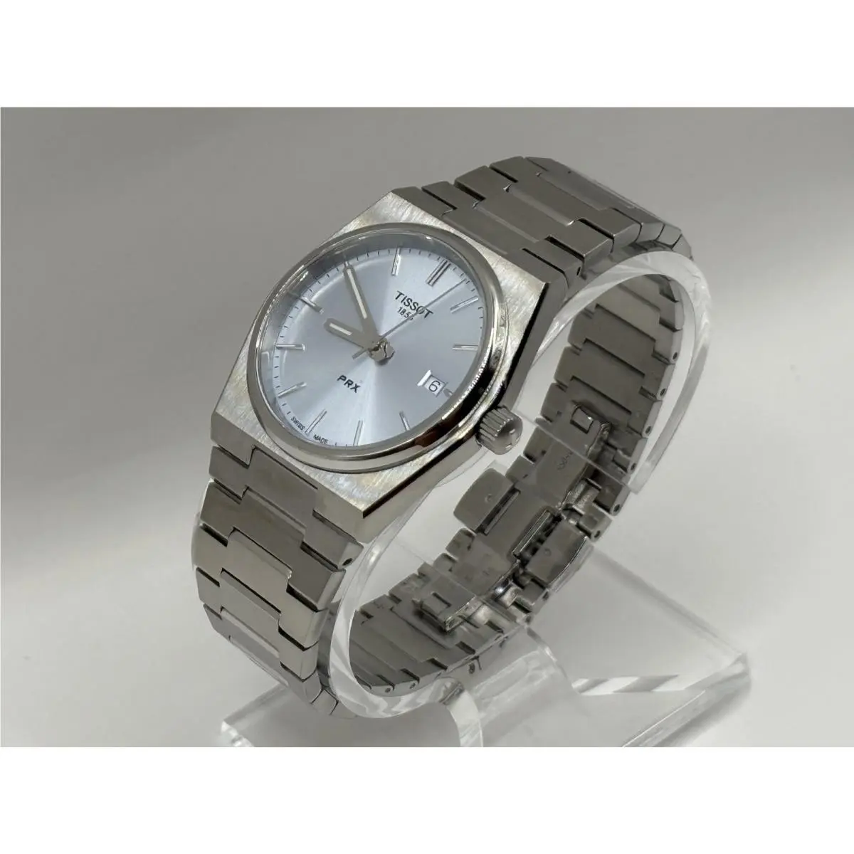 Tissot Prx 35mm Light Blue Dial Quartz Watch T137.210.11.351.00 - Dial: Light blue, Band: Gray, Bezel: Silver
