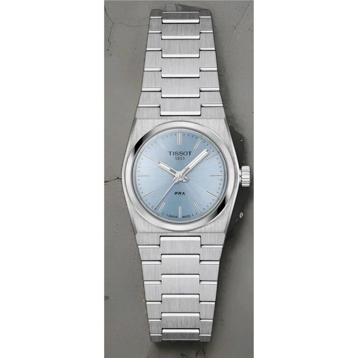 Tissot Prx Quartz 25mm Ice Blue Dial Steel Women`s Watch T137.010.11.351.00 - Dial: ICE BLUE, Band: Grey