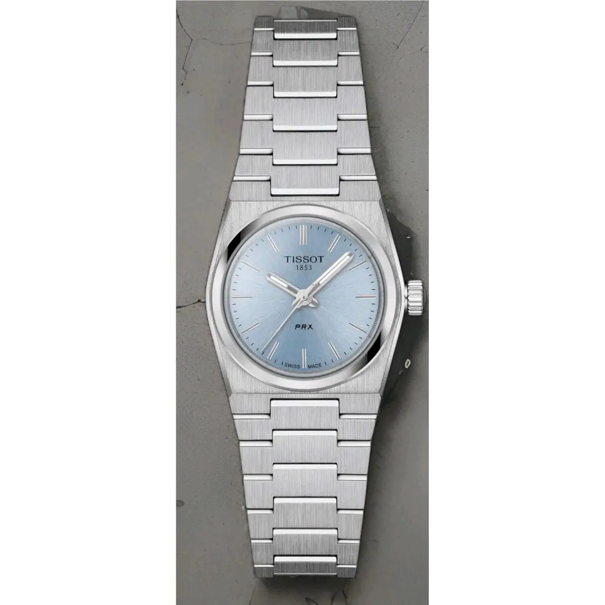 Tissot Prx Quartz 25mm Ice Blue Dial Steel Women`s Watch T137.010.11.351.00 - Dial: ICE BLUE, Band: Grey