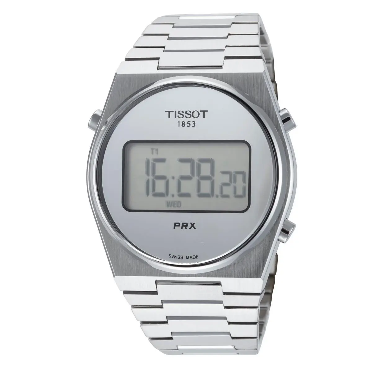 Tissot Unisex Prx 35mm Quartz Digital Watch T1372631103000 - Dial: Silver, Band: Silver, Other Dial: Silver