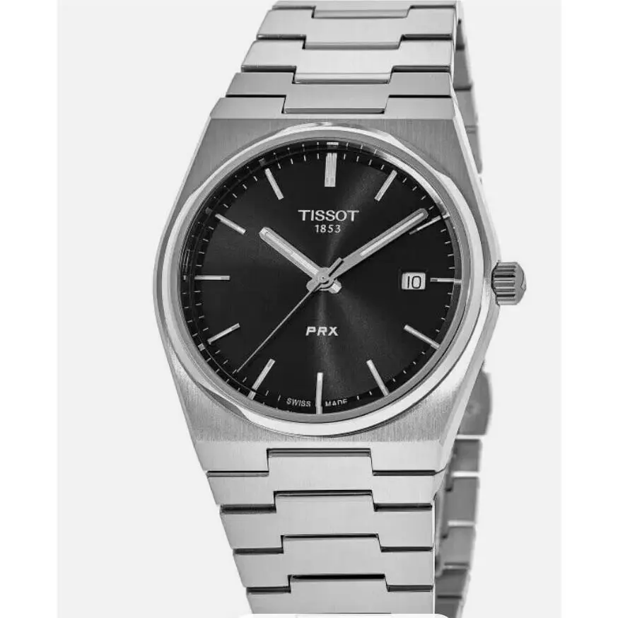 Tissot Prx T137.410.11.051.00 Swiss Quartz Watch 40mm Black Dial Box Papers - Dial: Black, Band: Silver, Bezel: Silver