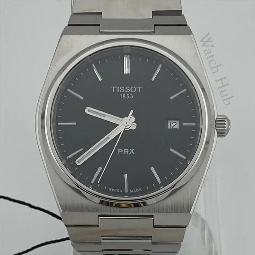 Tissot PRX/316L Quartz Black Watch 40mm Men`s Steel Watch T137.410.11.051.00 - Dial: Black, Band: Gray White, Bezel: Gray Silver