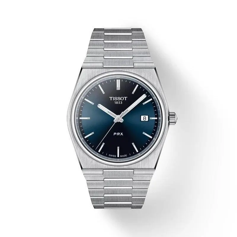 Tissot Prx Stainless Steel Blue Dial 40mm Quartz Unisex Watch T1374101104100 - Dial: Blue, Band: Silver, Bezel: Silver