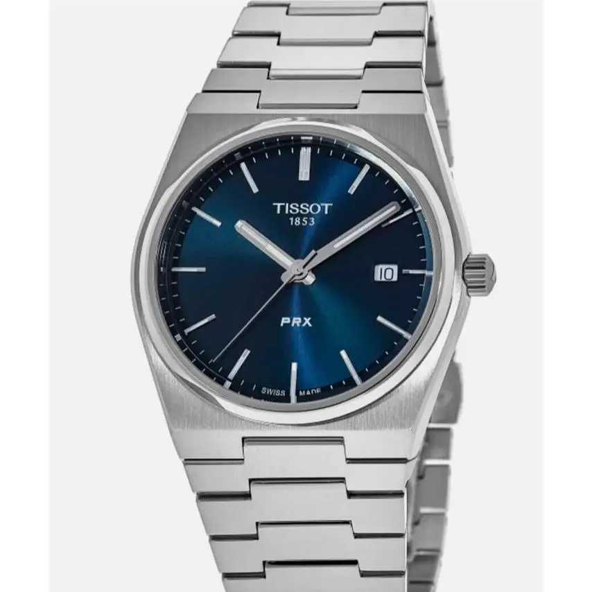 Prx T137.410.11.041.00 Swiss Quartz Date Watch Blue Dial Box Papers by Tissot