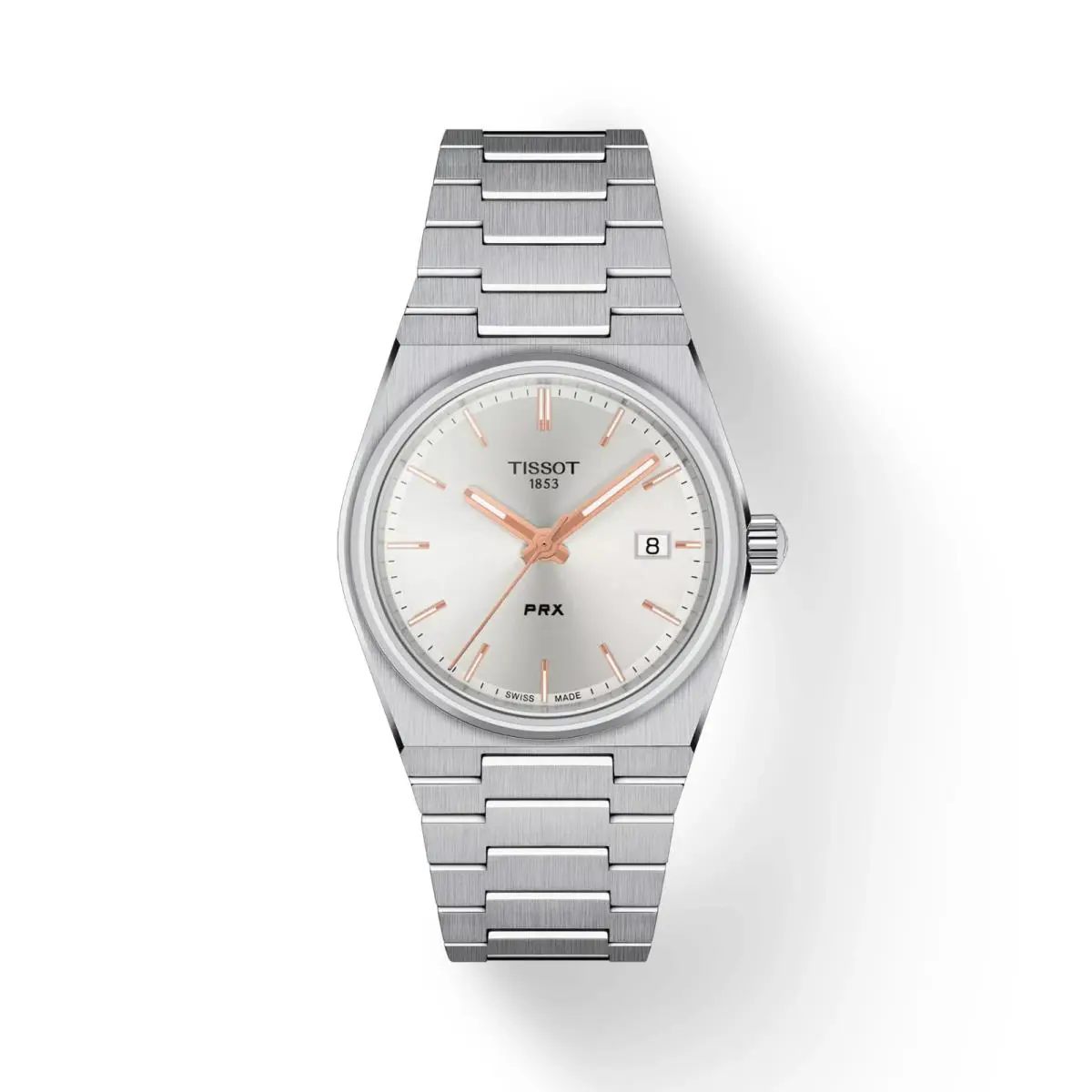 Tissot Prx Sliver-tone 35mm Swiss Quartz Ladies Watch T1372101103100 - Dial: Silver, Band: Silver, Bezel: Silver