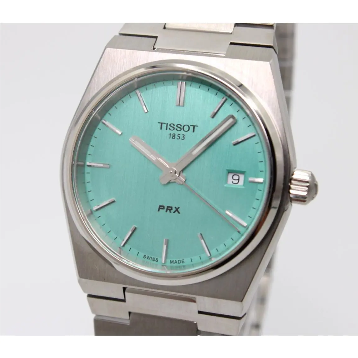 Tissot Prx T137.210.11.091.00 Light Green Dial Unisex Watch 35mm - Dial: Light green, Band: Silver, Bezel: Silver