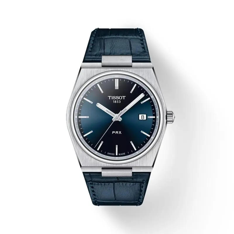 Tissot Prx 40mm Blue Dial Blue Leather Strap Quartz Watch T137.410.16.041.00 - Dial: Blue, Band: Blue
