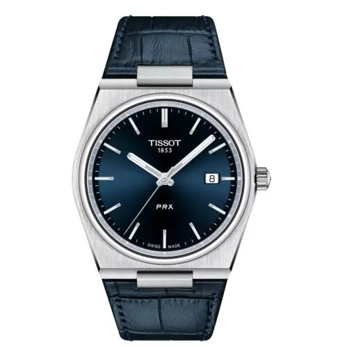 Tissot Prx Quartz Blue Dial Blue Leather Strap 40mm Watch T1374101604100