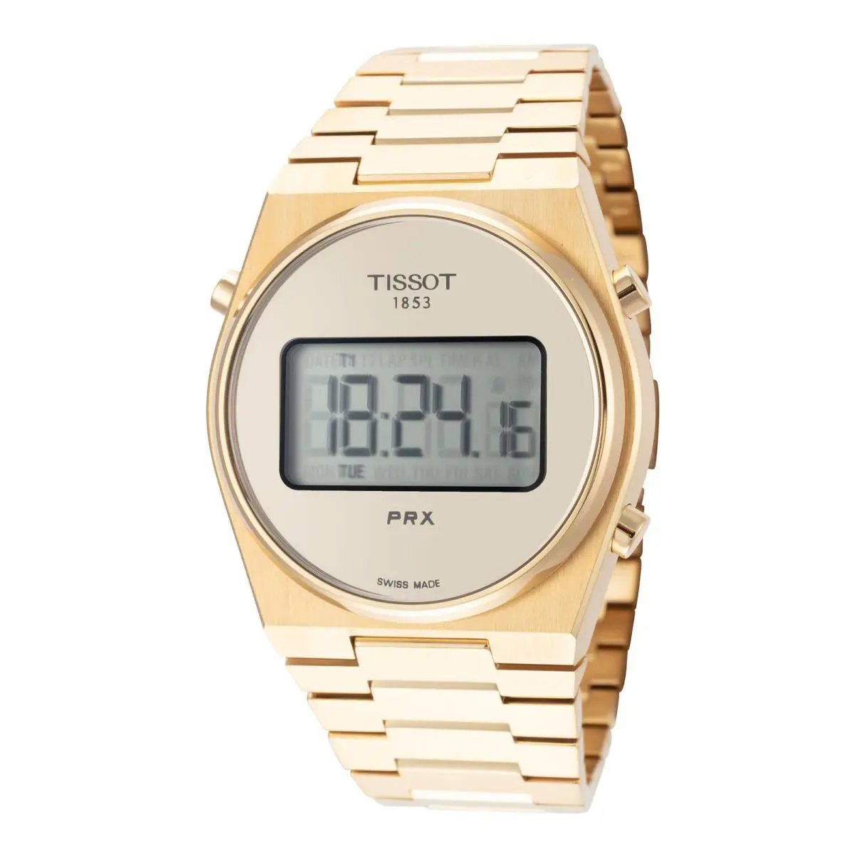 Tissot Unisex Prx 35mm Quartz Digital Watch T1372633302000 - Dial: Champagne, Band: Gold, Other Dial: Gold