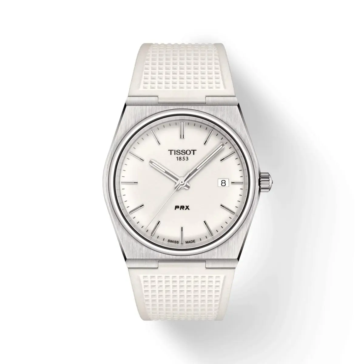 Tissot T1374101701100 Prx 40MM White Dial White Rubber T137.410.17.011.00 - Dial: White, Band: Silver, White, Bezel: Silver