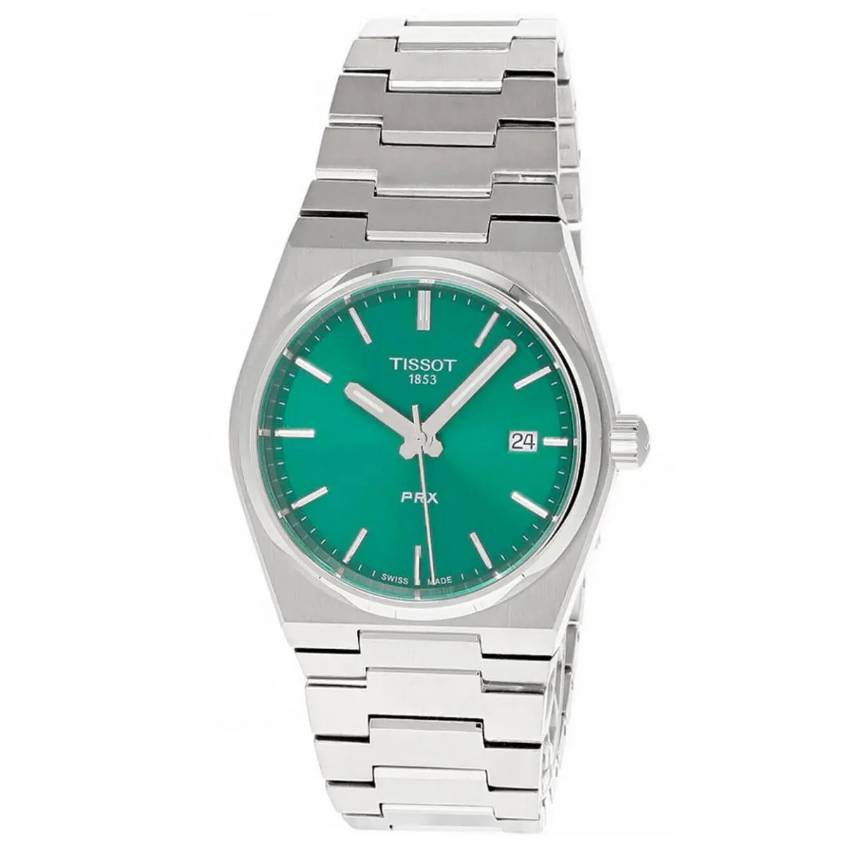 Prx 35mm Quartz Green Dial Grey Strap Unisex Watch T1372101108100 by Tissot