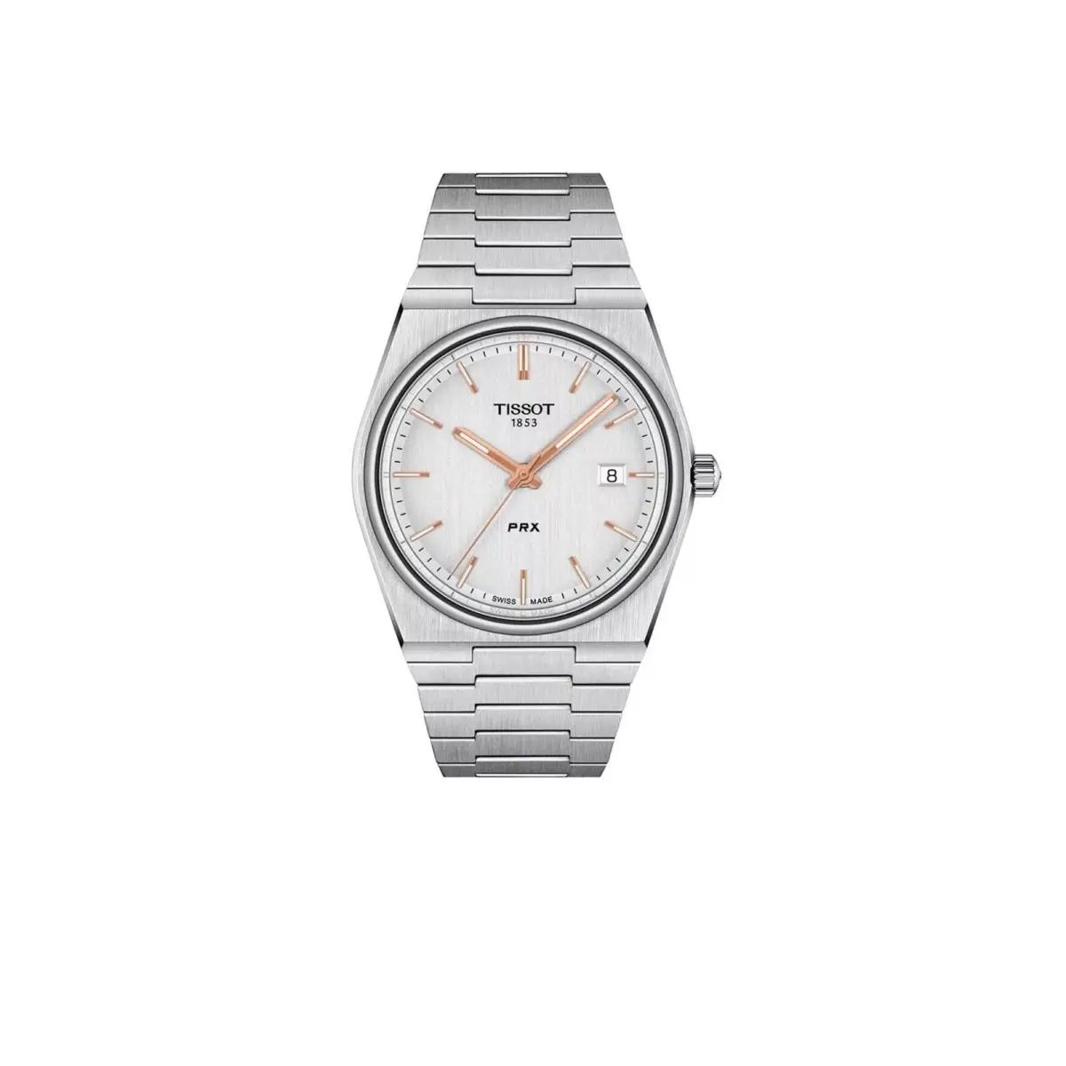 Tissot T-classic Prx 40mm Quartz Silver Dial Watch T1374101103100 - Dial: Silver, Band: Silver, Bezel: Silver