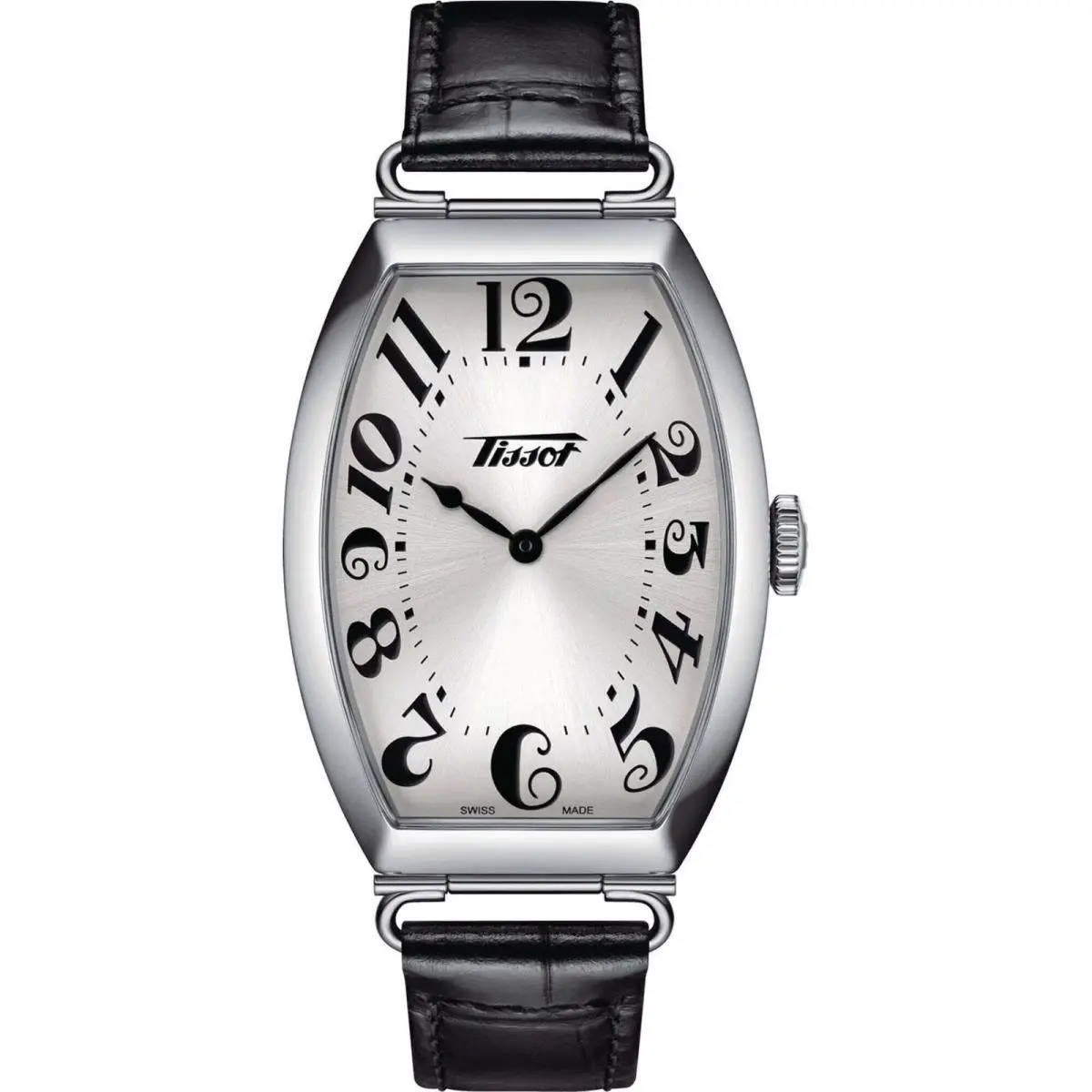 Tissot Men`s Watch Heritage Porto Silver Tone Dial Leather Strap T1285091603200