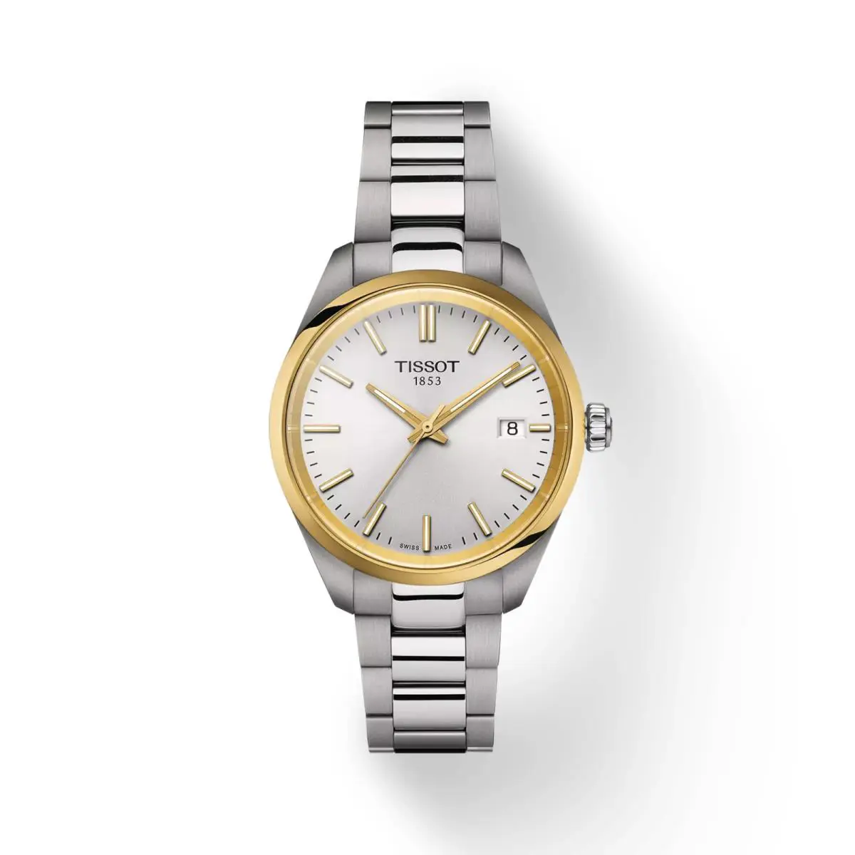 Tissot PR 100 Gold Bezel Silver Dial 34mm Quartz Watch T1502102103100