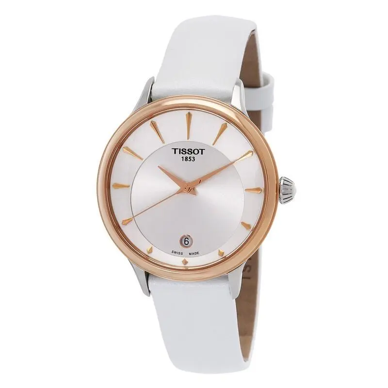 Tissot Ladies Odaci-t Silver Quartz Rose Gold Watch - T1332102603100