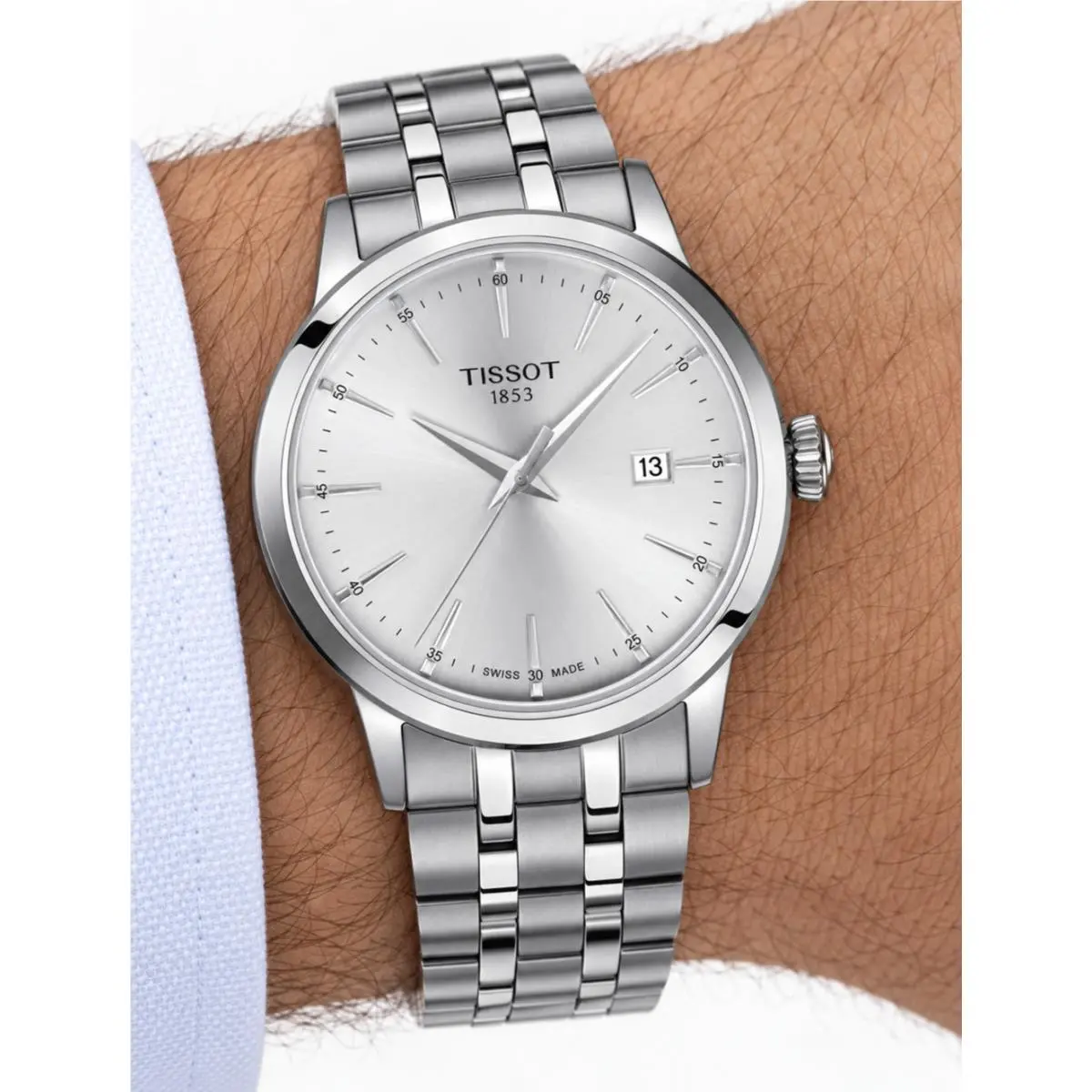 Tissot Classic Dream T129.410.11.031.00 Silver Dial 42mm Men`s Quartz Watch - Dial: Silver, Band: Silver, Bezel: Silver