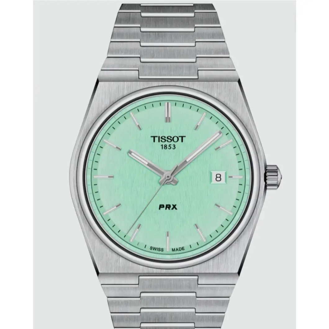 Tissot Prx T137.410.11.091.01 Swiss Quartz Date Watch Light Green Dial
