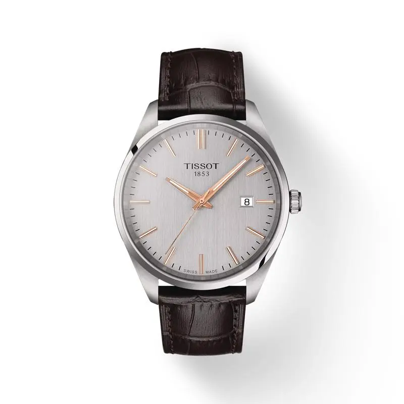Tissot PR 100 Silver Dial Brown Leather Strap Watch T150.410.16.031.00 - Dial: Silver, Band: Brown