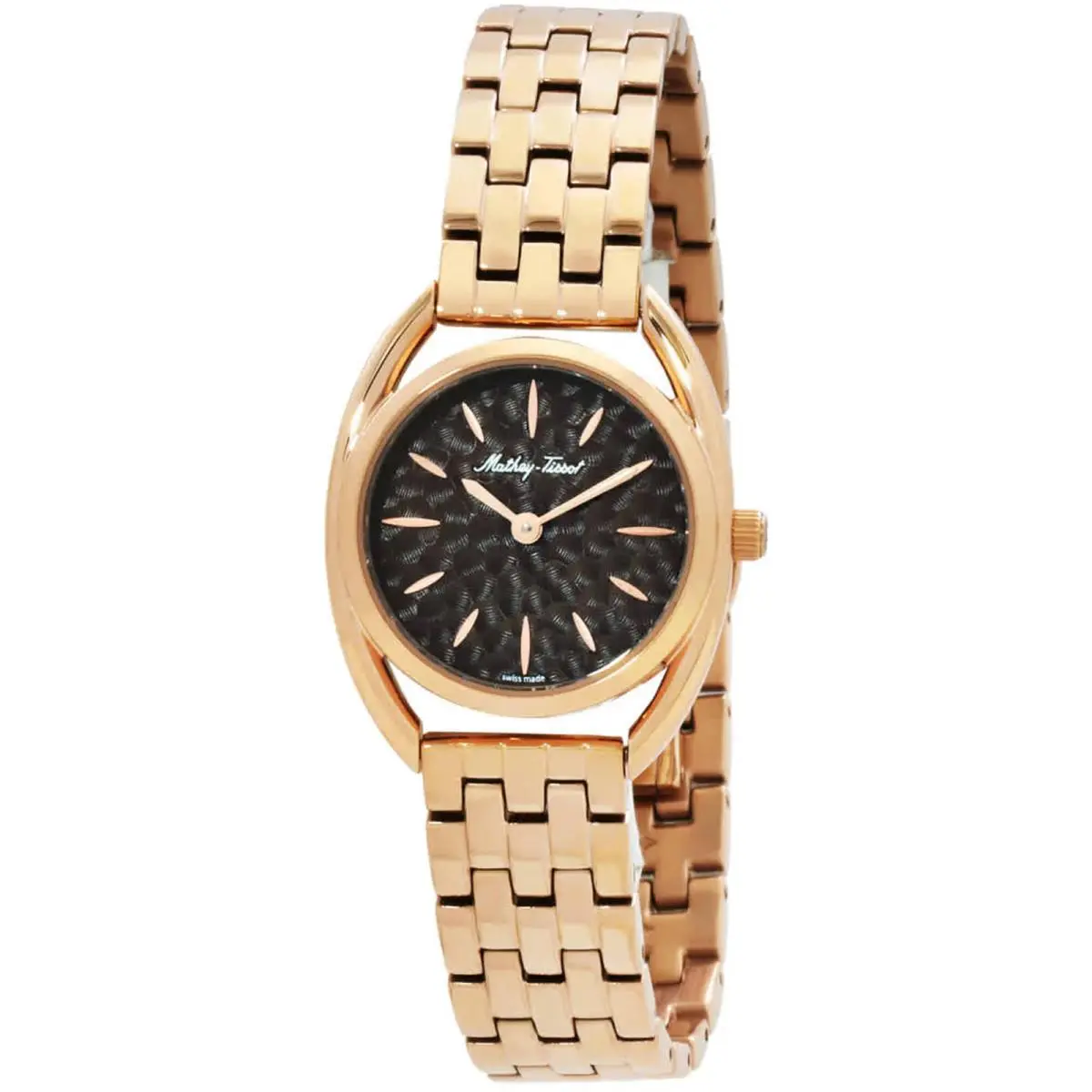 Mathey Tissot Women`s Watch Saphira Rose Gold Case Silver Dial Strap D933PM