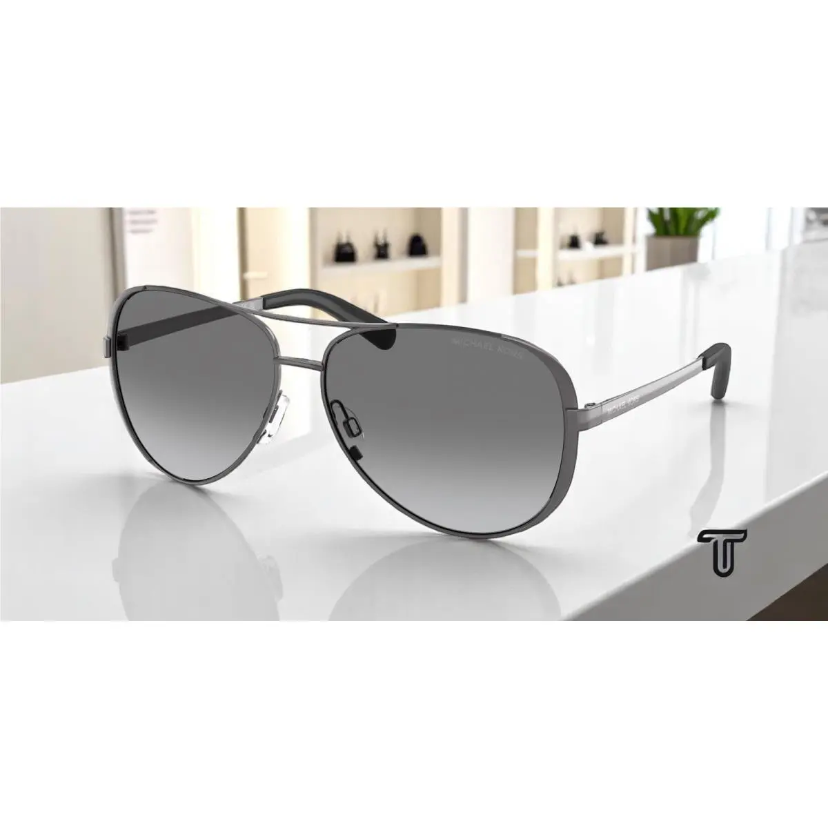 Michael Kors Women`s Gradient Chelsea MK5004-101311-59 Black Aviator Sunglasses - Frame: Gray