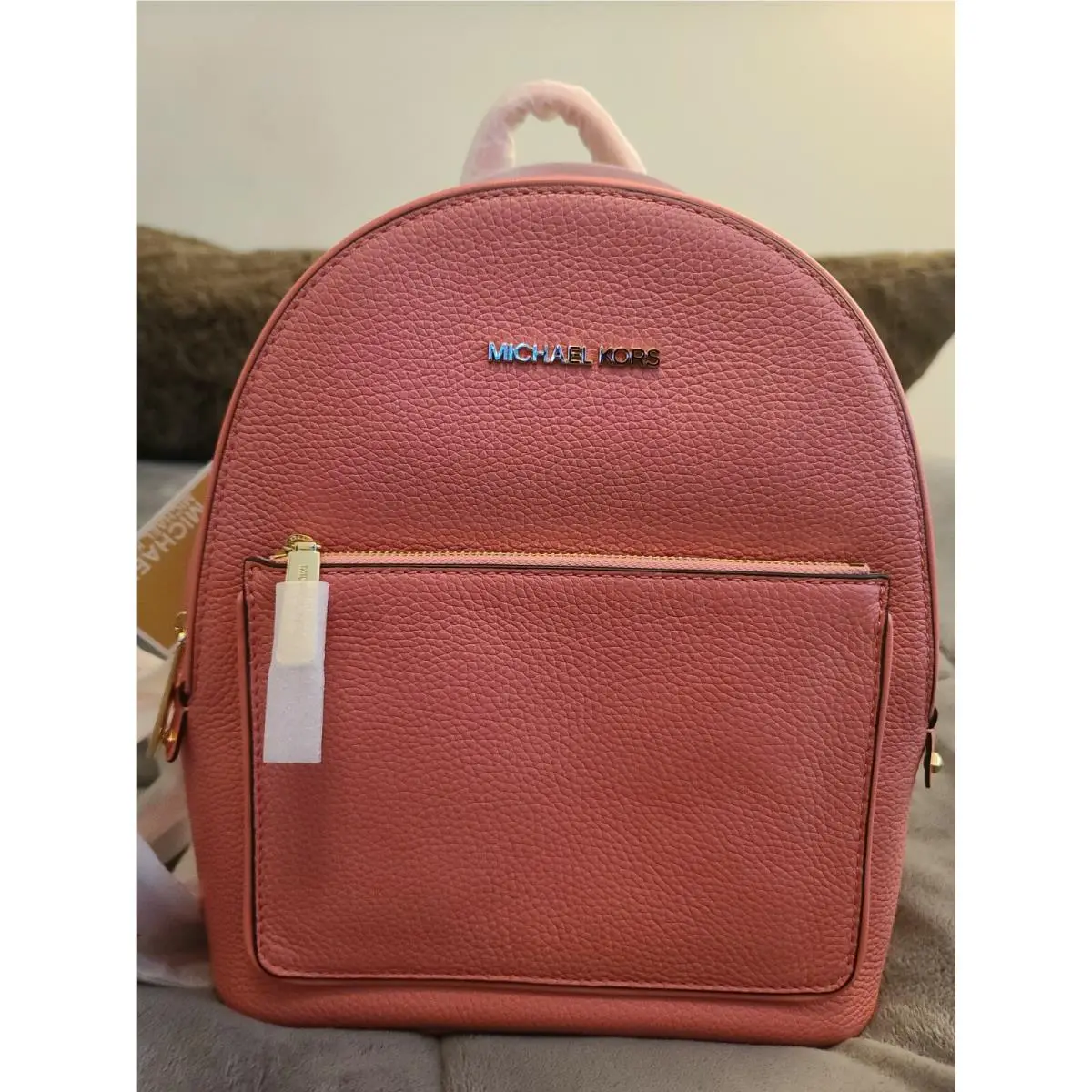 Michael Kors Adina Women`s Leather Backpack - Grapefruit Medium