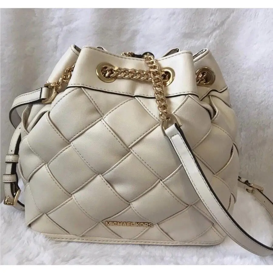 Regina Bucket Bag Backpack Light Cream MK Gold Cha by Michael Kors