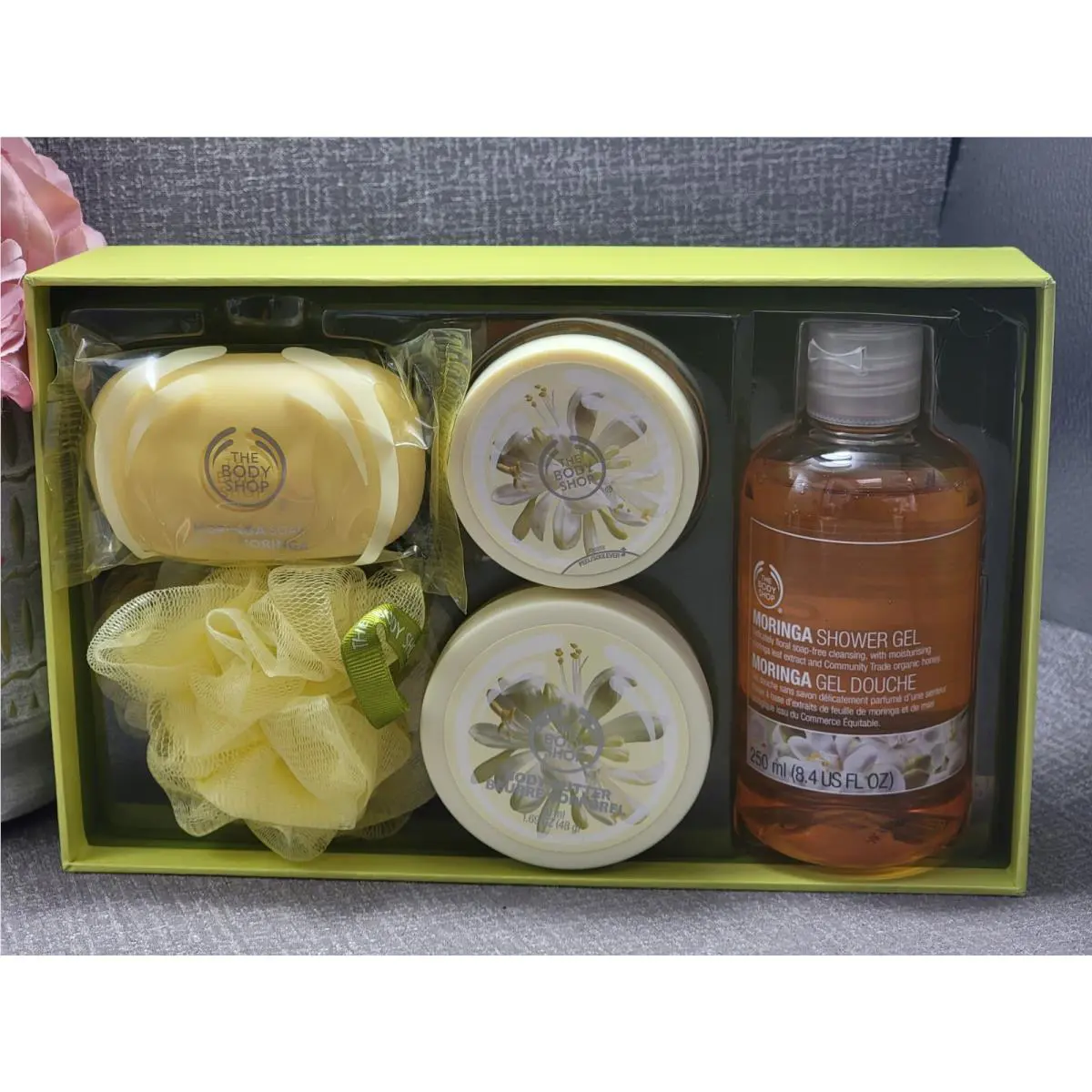 The Body Shop Moringa 6pc Shower Gel Body Cream Scrub Body Butter Bar Soap by THE BODY SHOP