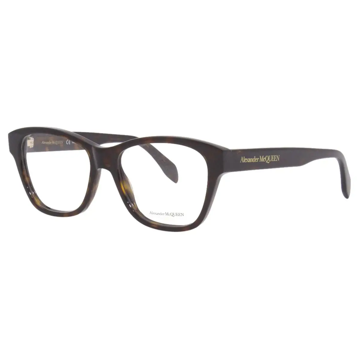 Alexander Mcqueen AM0306O 002 Eyeglasses Frame Women`s Havana/gold Full Rim 52mm