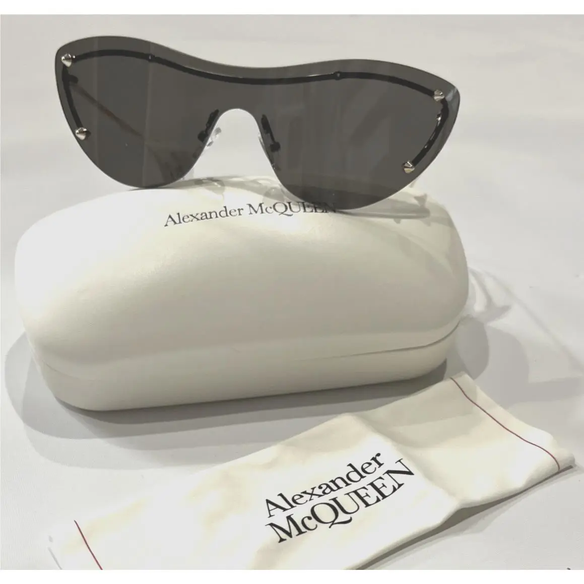 Alexander Mcqueen Studded Cat Eye Sunglasses AM0413S - Gold -new w/ Case