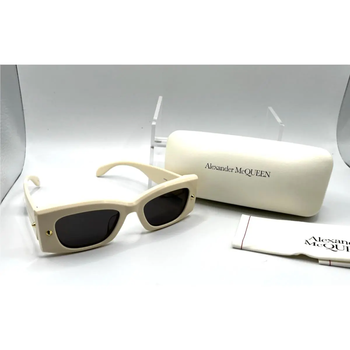 Alexander Mcqueen Unisex 51mm Square Sunglasses AM0426S - Ivory with Case