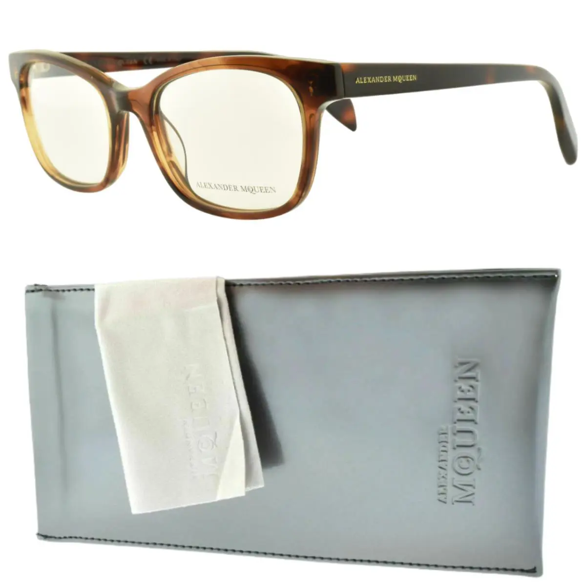Alexander Mcqueen AM 0149O 002 Tortoiseshell Square Full Rim Womens Optical