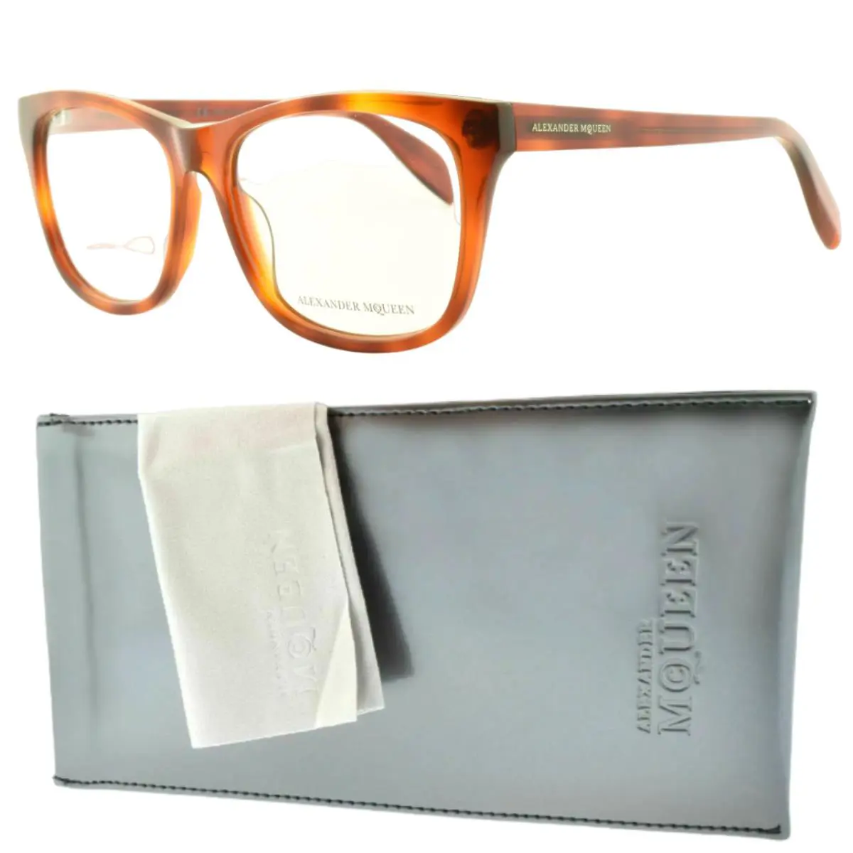 Alexander Mcqueen AM 0148O 002 Tortoiseshell Square Full Rim Womens Optical