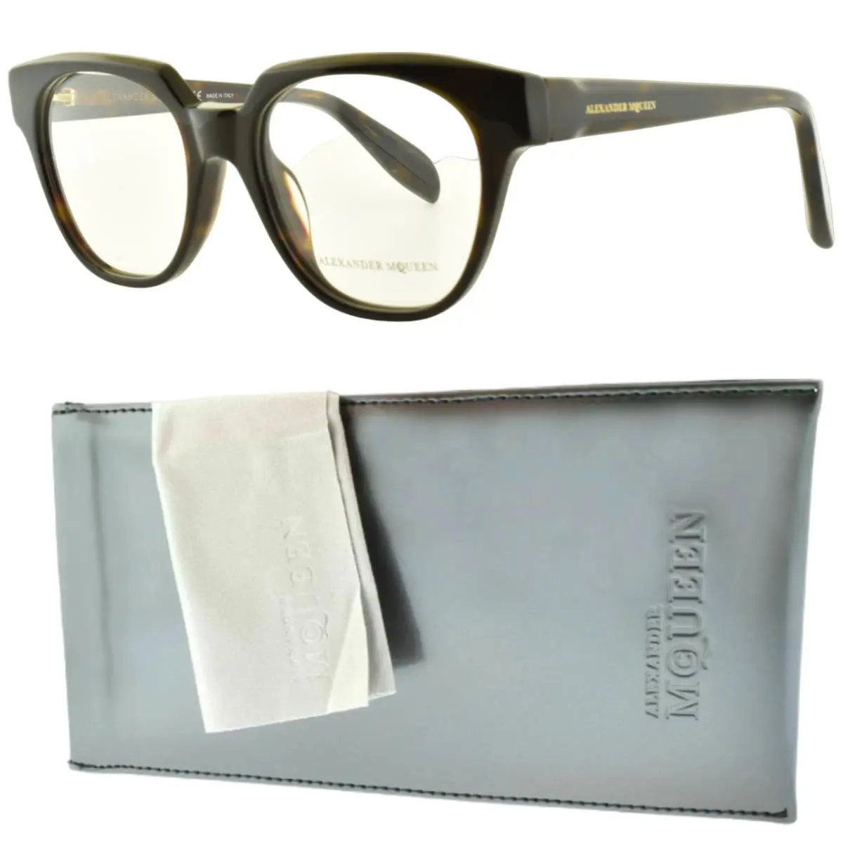 Alexander Mcqueen AM 0043O 007 Tortoiseshell Square Optical Frame Eyeglasses