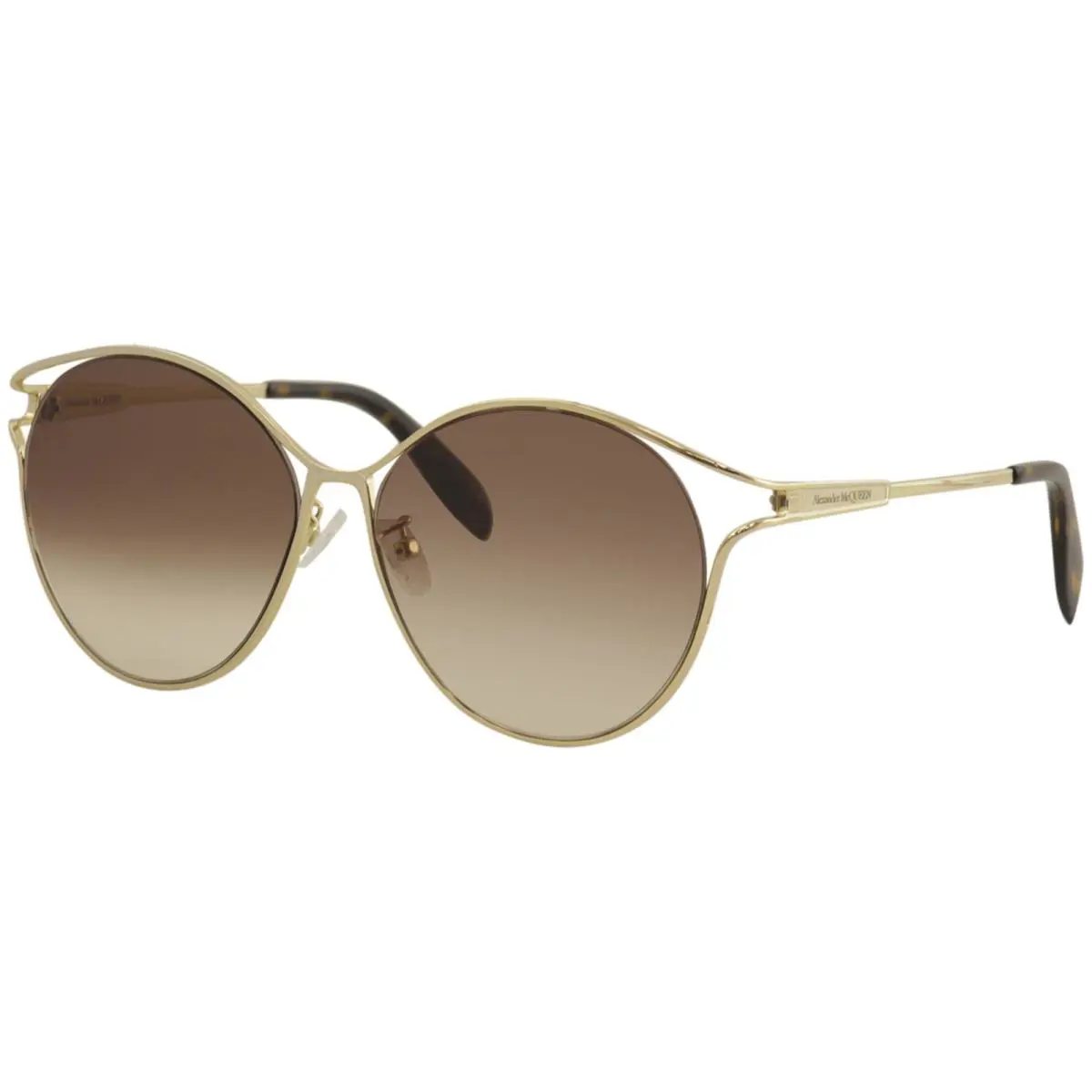 Alexander Mcqueen Women`s AM0210SA AM/0210/SA 002 Gold Round Sunglasses 57mm by Alexander McQueen