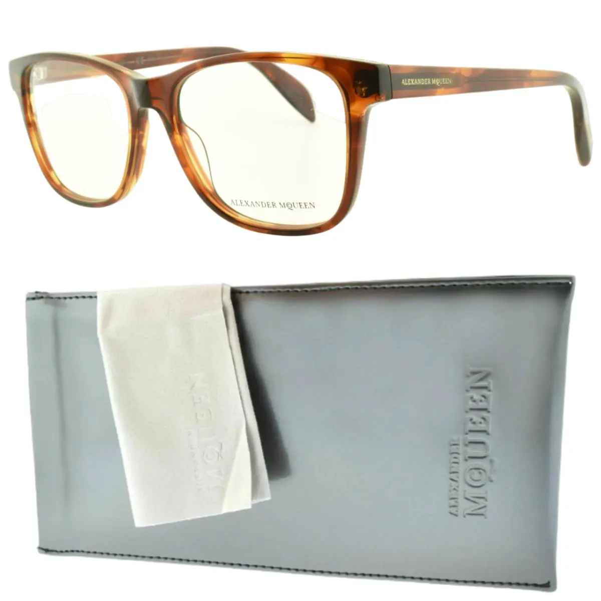 Alexander Mcqueen AM0113O 002 Tortoiseshell Square Full Rim Men Optical