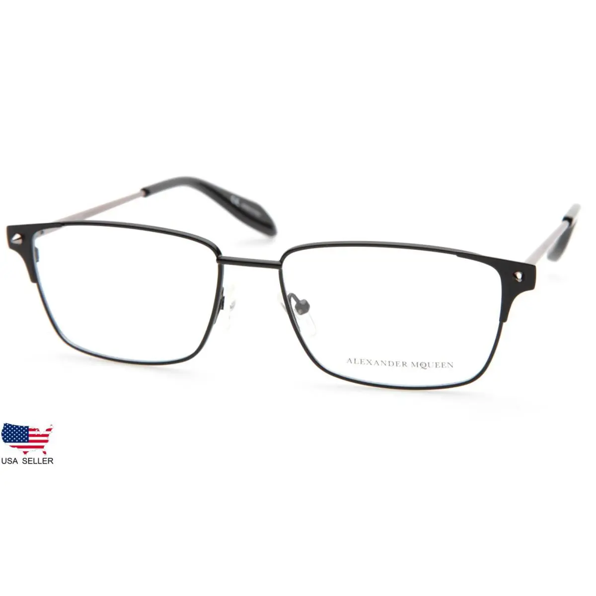Alexander Mcqueen AM0142O 001 Black /ruthenium Eyeglasses Glasses 55-16-150