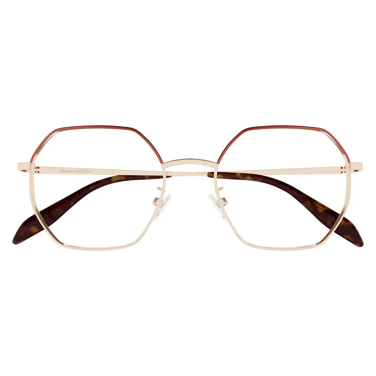 Alexander Mcqueen AM0338O Eyeglasses Unisex Gold Geometric 54 by Alexander McQueen